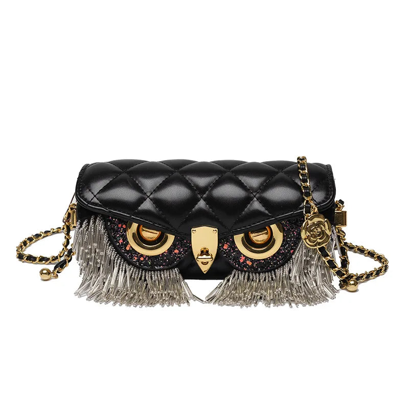 Cute Owl Bags for Women 2024 New Luxury Designer Handbag Fashion Tassel Crossbody Bag Leather Animal Print Shoulder Bag Woman